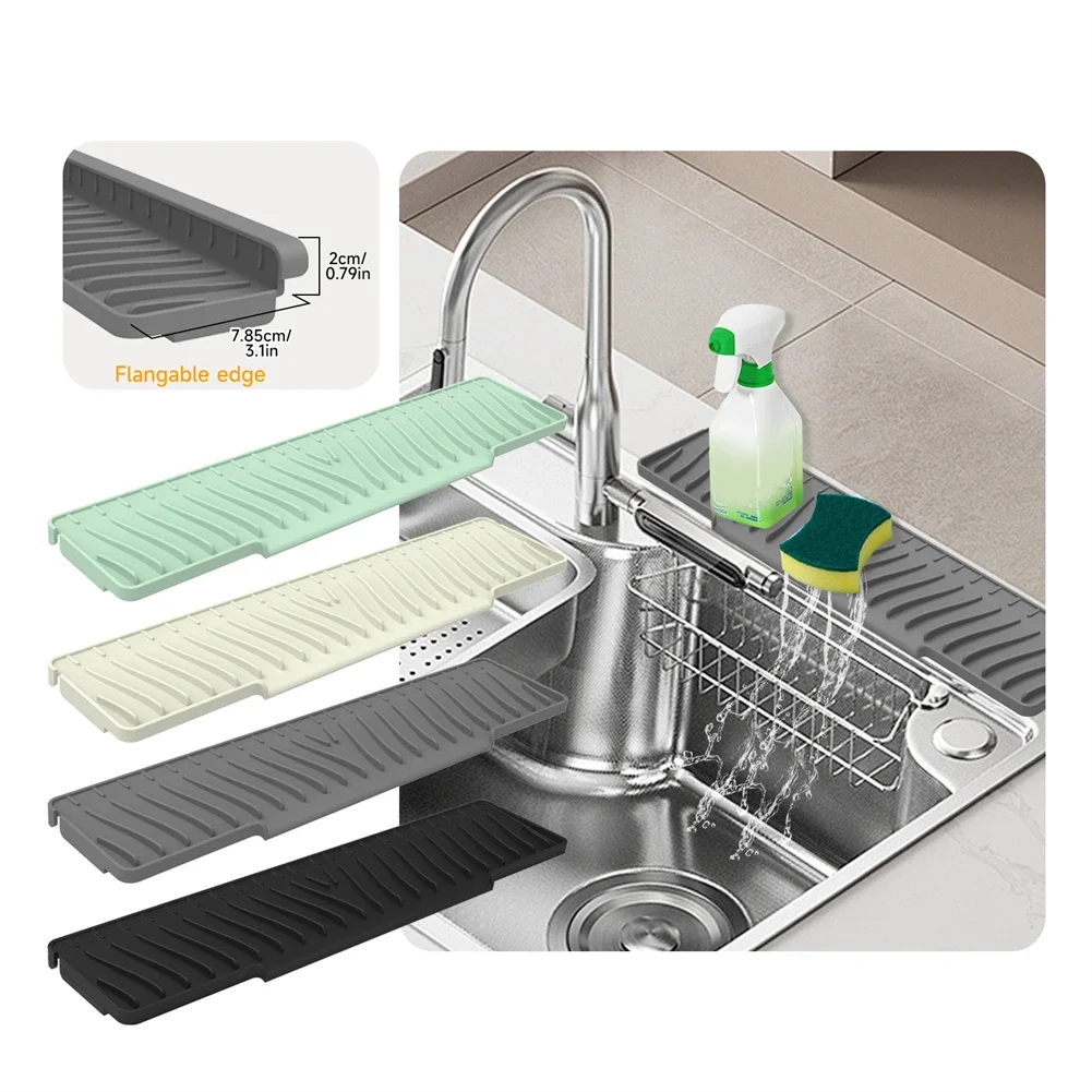 

17 7 Inch Silicone Sink Mat for Kitchen with Slope Design to Prevent Water Pooling and Enhance Drainage Efficiency