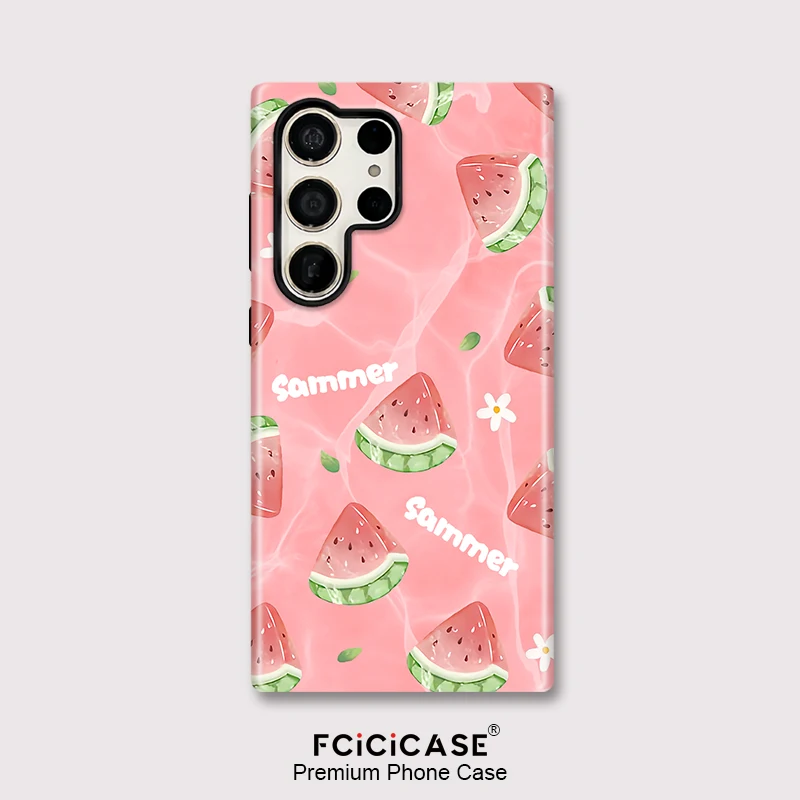 Fcicicase Double-layer Phone Case For Samsung Galaxy S26 Edge S24 S20 FE A26 A16 S23 S25 Plus A36 A56 Summer Watermelon Cover