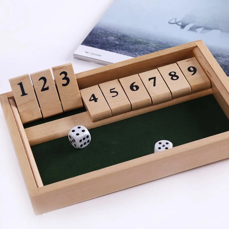 Classic Vintage Board Game Shut the Box Set Children Adult Family Entertainment Party Games Toys Wooden Board Digital Chess Game