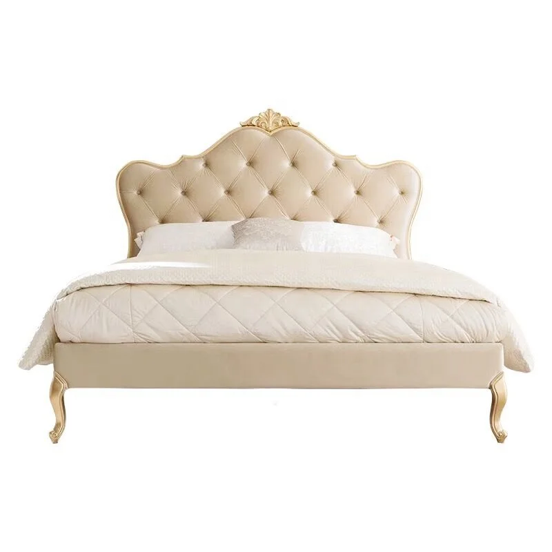 

* French Solid Wood Double Bed Modern Simple Light Luxury Bedroom 1.5m 1.8m Queen Bed Princess Bed