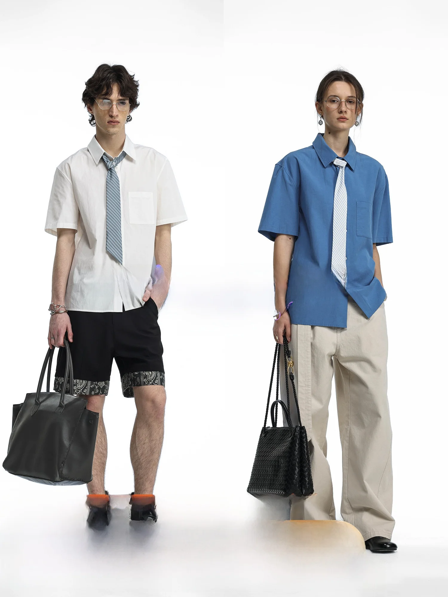 

Rebellious Academy Short Sleeve Shirt Button Color Block Lenzing Blend Casual Fashion Urban Style Men's Shirt Pure Color