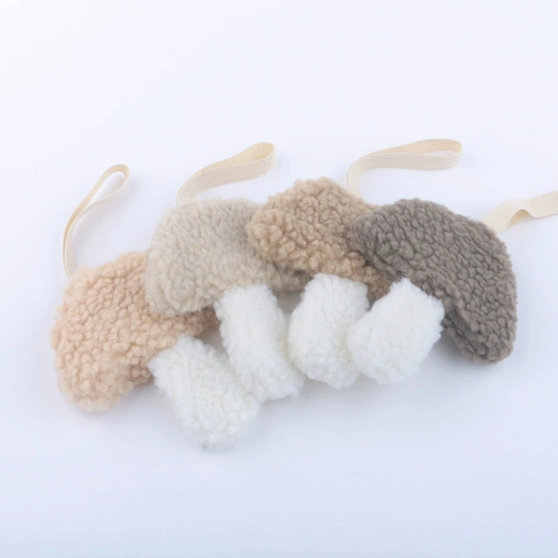 Cartoon Mushroom Shape Pacifier Clip Chain Pendant Fluffy Cotton Stuffed Dummy Nipple Holder Clips Toy Pacifier Chain Decor