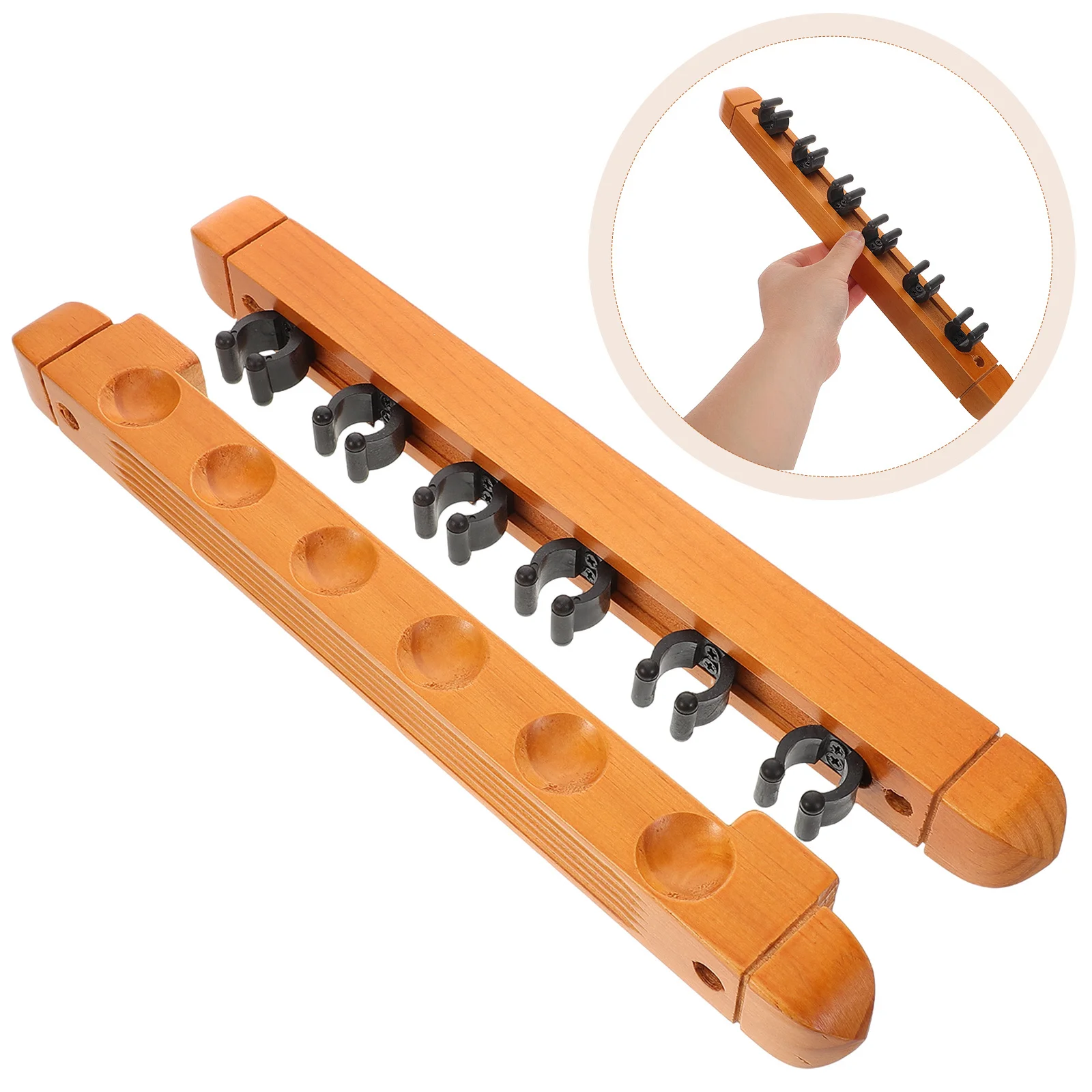 

2Pcs Wooden Billiard Stick Rack Wall Mounted Holder for 6 Pool Sticks Storage Organizer Game Room Decor Billiards Accessories