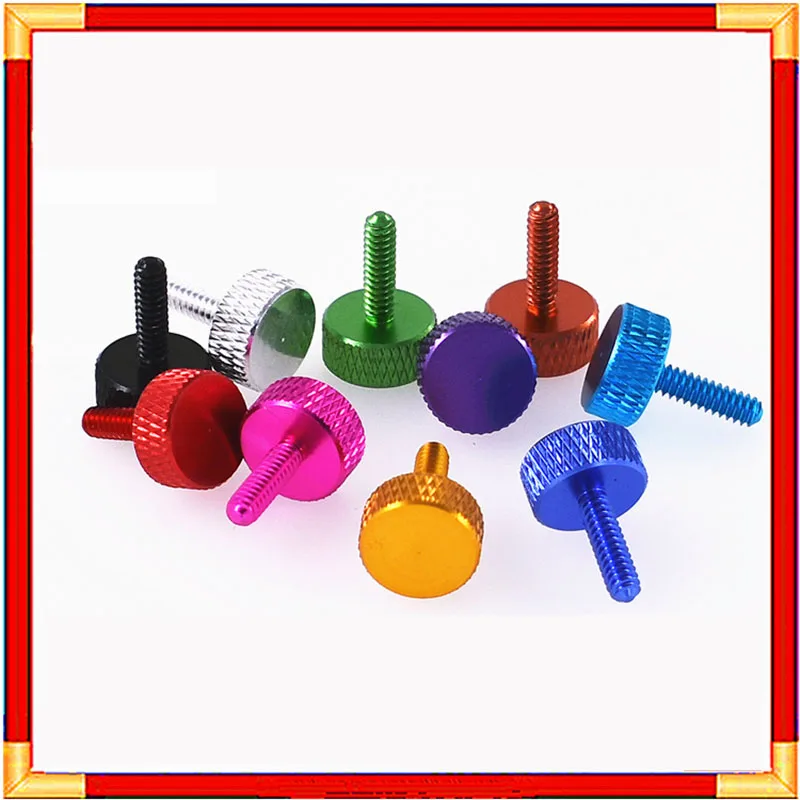 1Pc Colored Aluminum Alloy Knurl Flat Head Hand Tighten Thumb Screw  6#-32*10/12mm Curtain Wall Glass Thumb Screws Bolt 11 Color