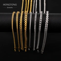 HONGTONG Tetrahedral Chain Necklace For Women Man High Quality Stainless Steel Jewelry Cuba Fashion Accessories Wholesale