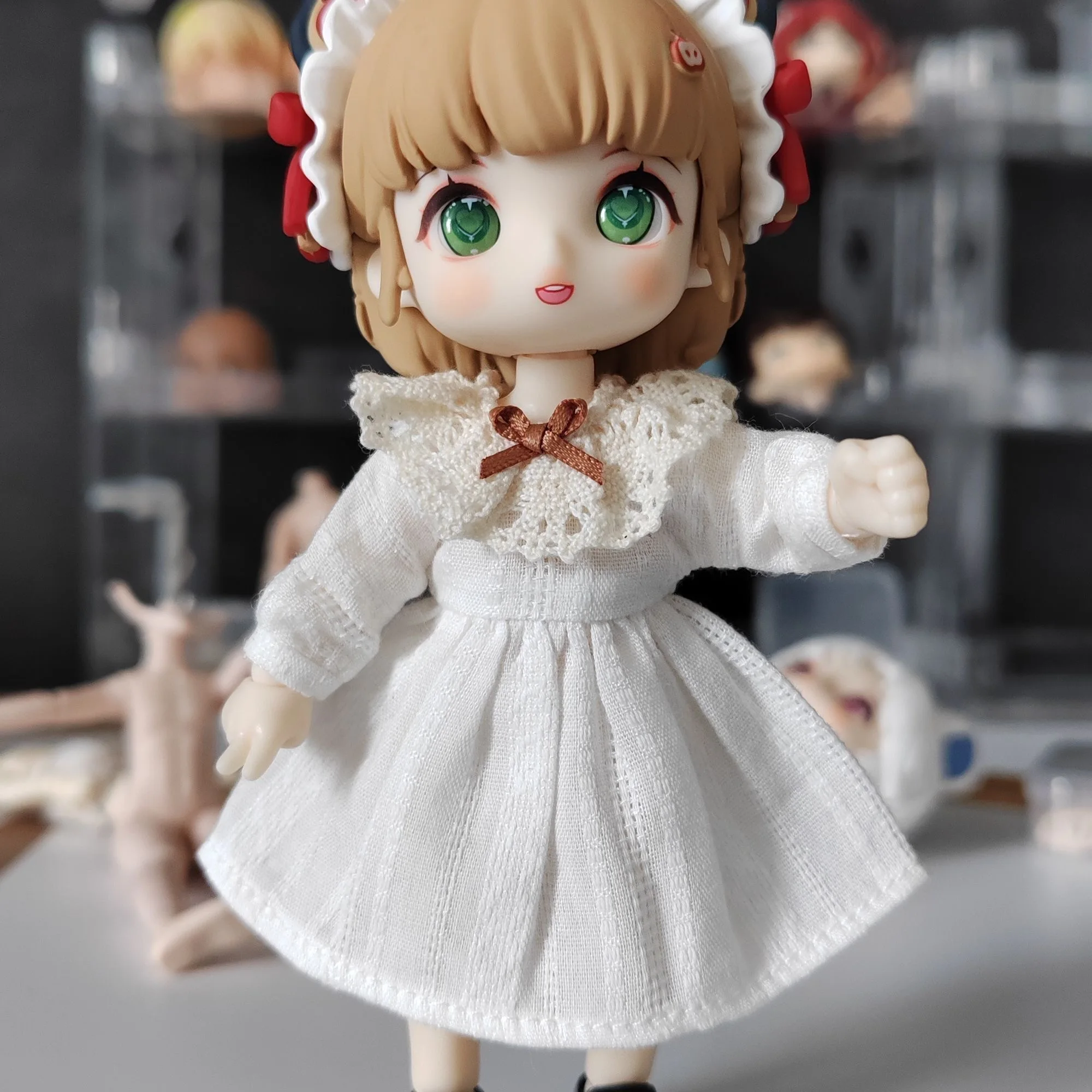 Spitze Schleife Kleid für Gsc Ufdoll Obusit11 Molly OB11 Puppen/1/12 Bjd handgemachte Puppe Kleidung Zubehör