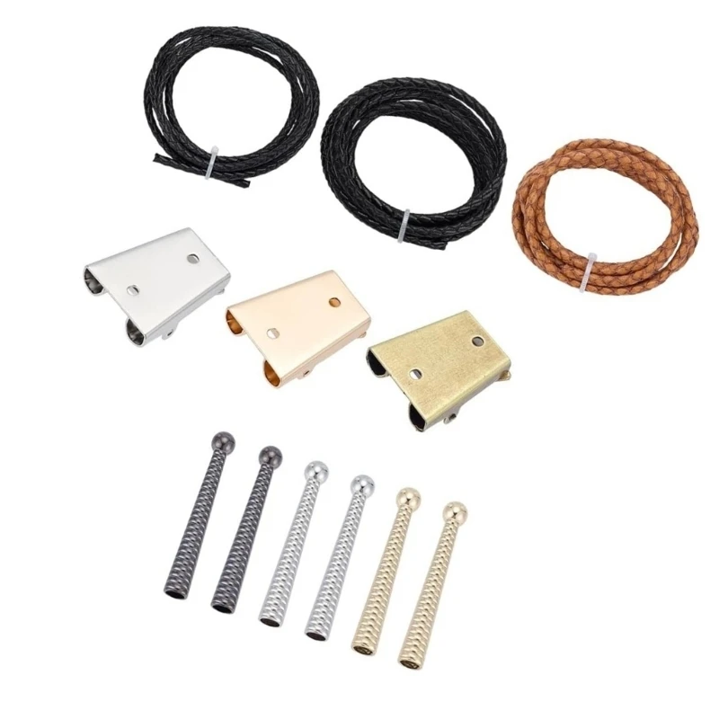 Bolo Tie Parts with Braided Cords, Three Color Hardware, Metal End Fittings, Slide Clasp and Matching Tips for Making or