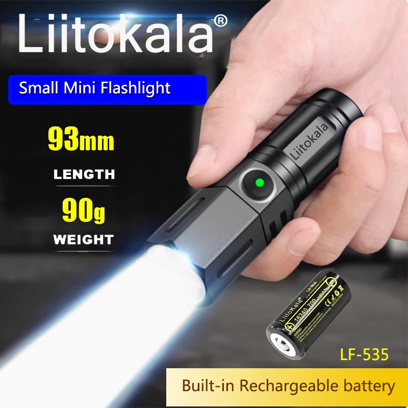 

LiitoKala LF-535 LED white laser Mini Flashlight 16340 700mAh Rechargeable Battery