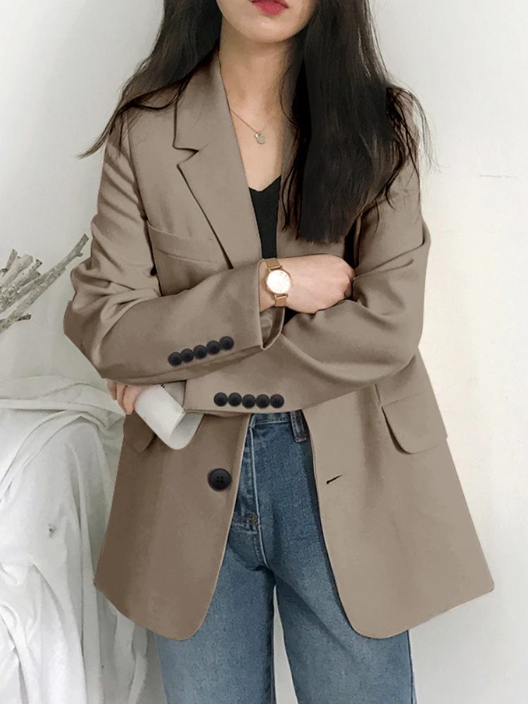 New in Spring Autumn Women Chic Suit Blazer Leisure Loose Elegant Woman Jacket Office Lady Coats Long Sleeve  Female Outerwear