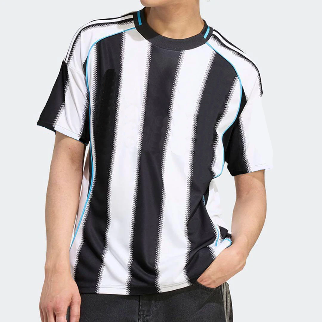 

Hot Sale 2026 Black White Striped Soccer Jersey, Men Women Kids Quick Dry Breathable Home Away Sport T-Shirt for Fans & Camping
