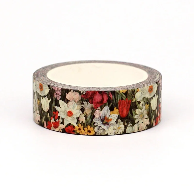 NIEUWE 1PC 10M Deco Mooie Wit Rode Bloemen Washi Tapefor Scrapbooking Journaling Adhesive Masking Tape Leuke Stationair