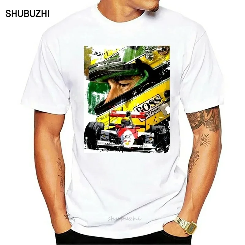 Fashion Top Tee Mens AYRTON SENNA ARTWORK T SHIRT Print T Shirt Men Cotton Tshirt Summer Brand Teeshirt Euro Size