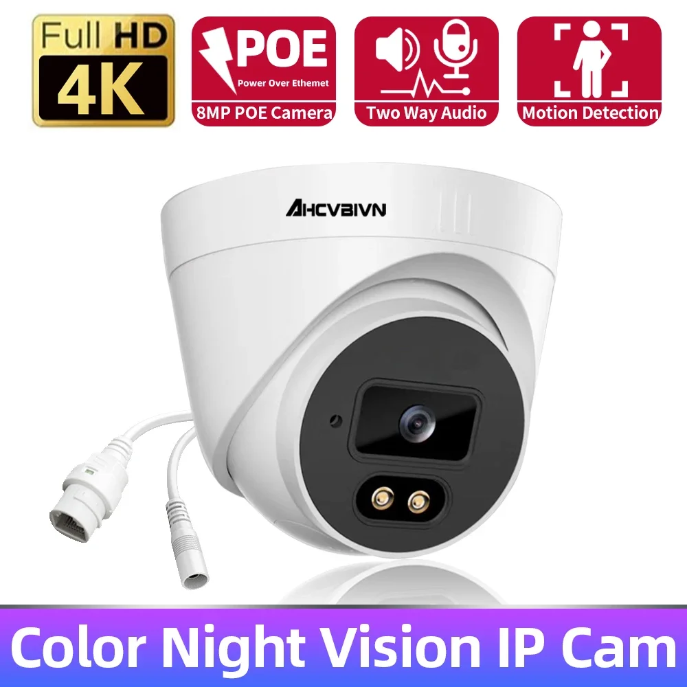 

4K 8MP POE IP Dome camera Color Night vision Home Ceiling Security Surveillance Camer Dual Audio IP Cam for CCTV NVR System