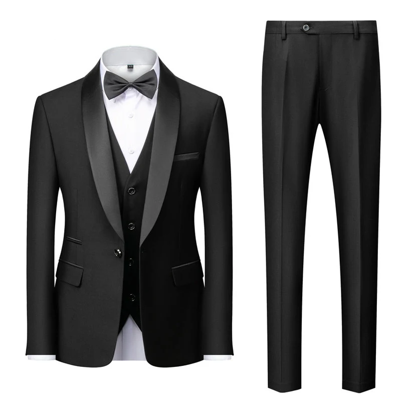 M100 negócios casuais tem fumar terno high end marca boutique moda blazer colete calças noivo vestido de casamento festa