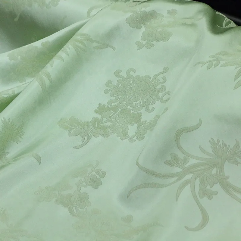 

New Chinese-style national trend silk embossed jacquard satin fabric with wide luster designer