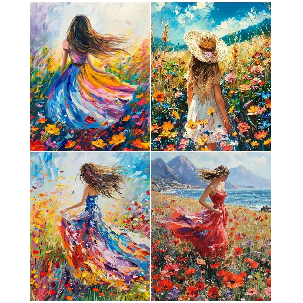 

GATYZTORY 60x75cm Painting By Numbers DIY Paint Kit Drawing Girls Picture Painting Numbers For Adults Decorative Paintings