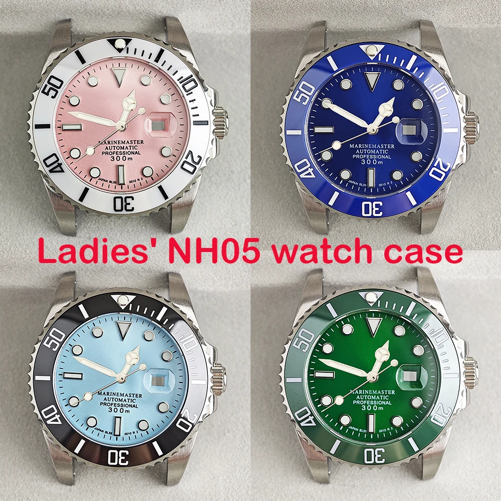 NH05Dial Water Ghost Case Damenuhr, 34 mm Edelstahlgehäuse, Saphirglas, geeignet für NH05 Uhrwerk, Uhrenzubehör