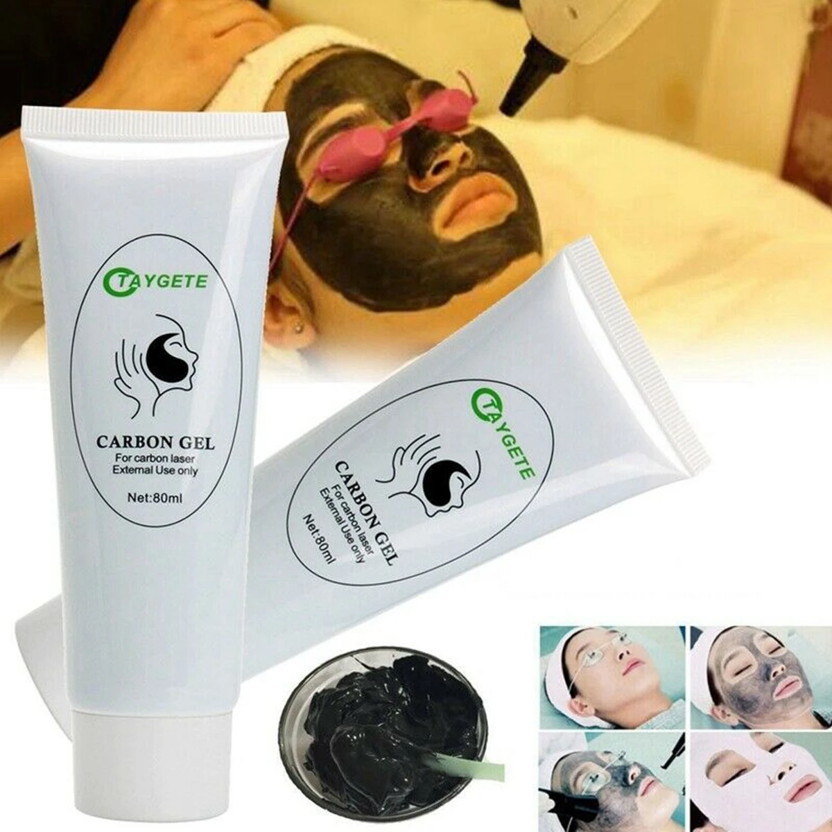 Creme laser de carbono para rejuvenescimento da pele, Clareamento ND Yag, Gel de limpeza profunda, boneca negra, 80ml, 300ml