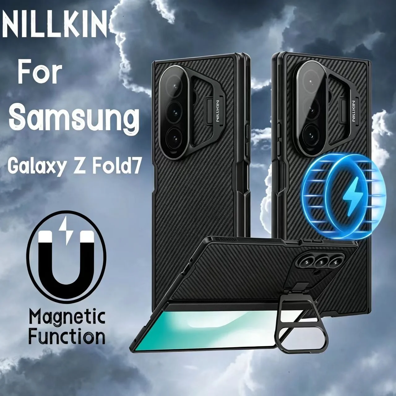 

NILLKIN For Samsung Galaxy Z Fold 7 MagSafe Case CamShield Prop Magnetic Case With Phone Holder Camera Cover For Samsung Z Fold7