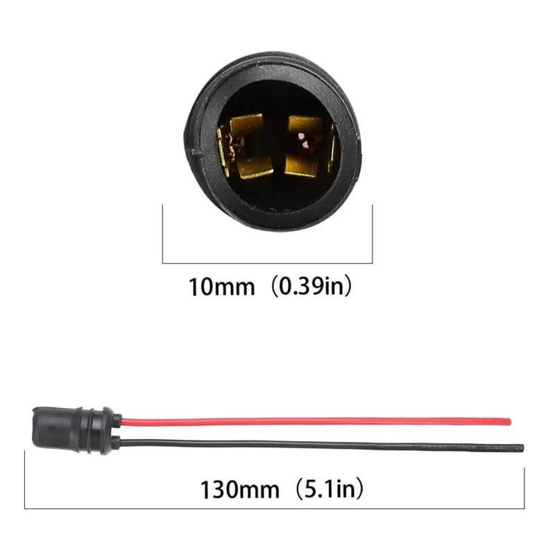 10Pcs T10 W5W 194 Bulbs Sockets Pre-Wired Harness Connector Adapter for Auto Car