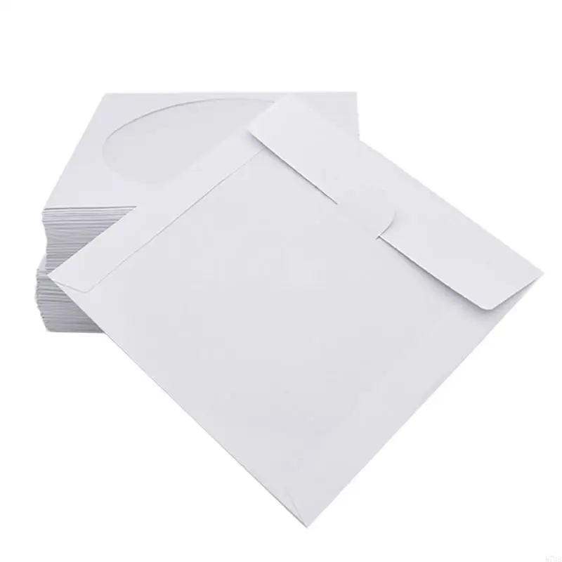 920L 100Pcs Packs Paper Envelopes with Transparent Flap 8/12cm Blu-ray DVD Disc Covers Protective Sleeves Storage for Case