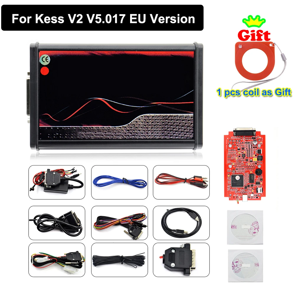 Chip Tuning ECU Tool For Kess V2 V5.017 EU Version SW V2.8 Red PCB Online Version 140 Protocol No Token Limited OBD2 Programmer