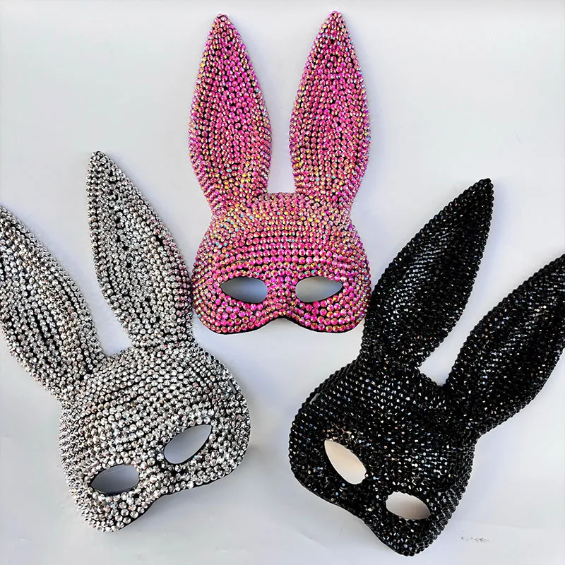 Halloween Sequin Rabbit Mask Party Masquerade Drama Performance Animal Costume Shooting Props Cosplay Comic Con Props