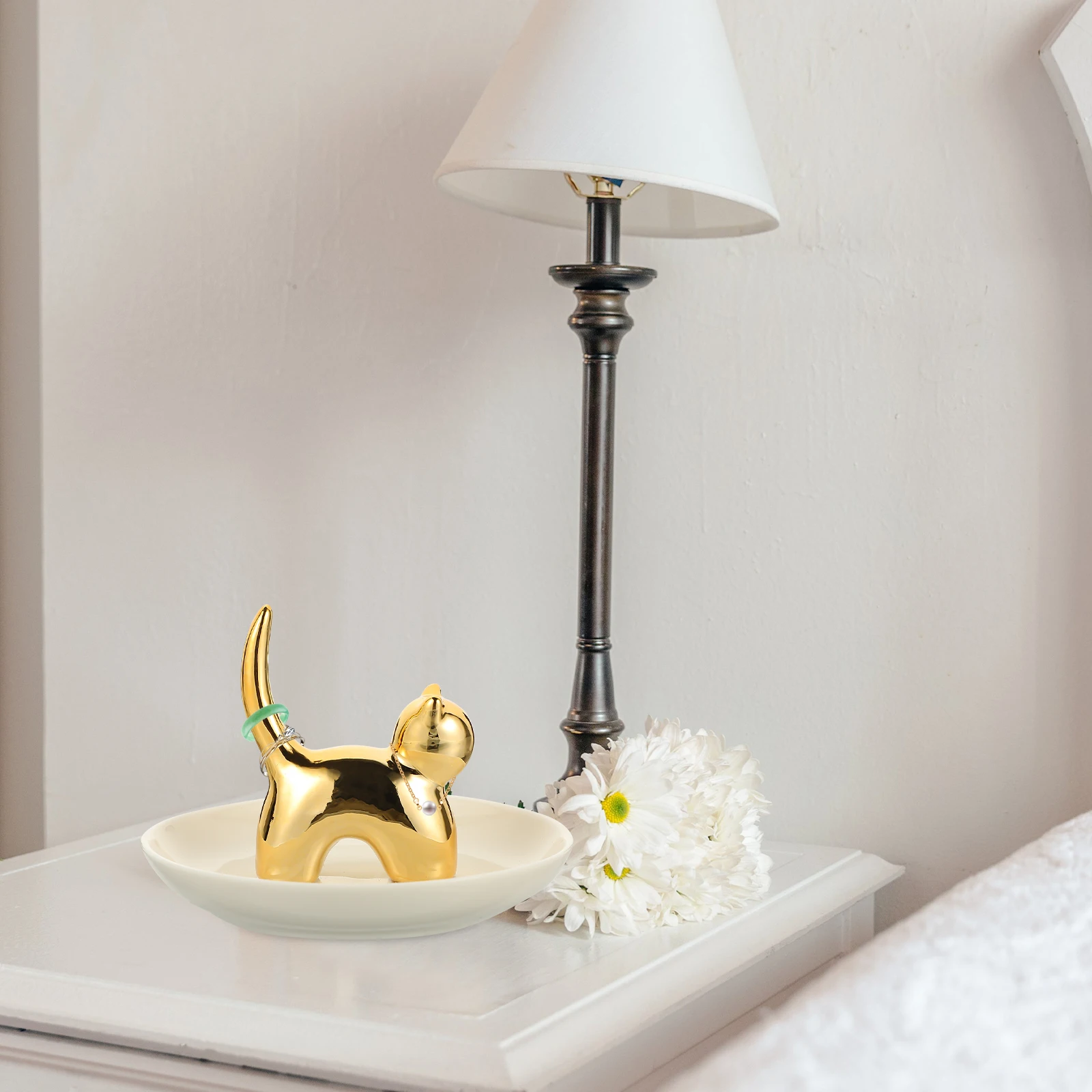 

Holder Ceramic Jewelry Storage Plate Desktop Decor Trinket Tray Elegant Organizer Ring Holder Ceramic Jewellery Tray