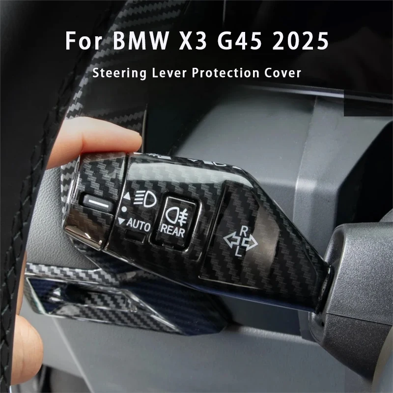 

Car Turn Signal Wiper Lever Switch Cover Carbon Steering Wheel Turn Signal Wiper Switch Lever Trim Cover For BMW X3 G45 2025