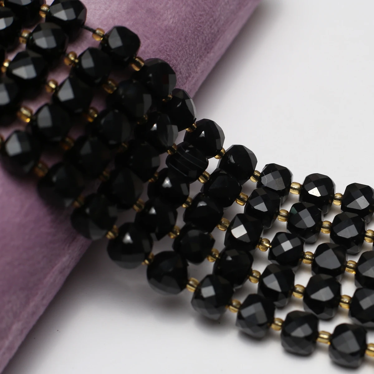 Natural Stone Gemstone  Black Agate Faceted Square Small Apple Bead Mixe Thread Beads Jewelry Making DIY Bracelet Necklace