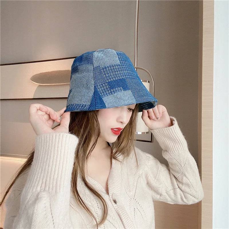 Fashion Denim Hats Unisex Solid Vintag Summer Y2k Fisherman Cap Hat for Women Men Bucket Panama Hat Sun Protection