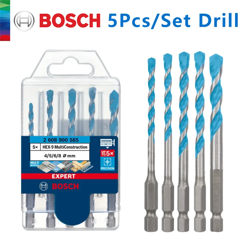

Bosch Hexagonal Twists Drill 4/5/6/6/8mm 5Pcs Tile Wood/Glass/Ceramic/Cement /Alloy Punching 2608900585 Power Tool Accessories