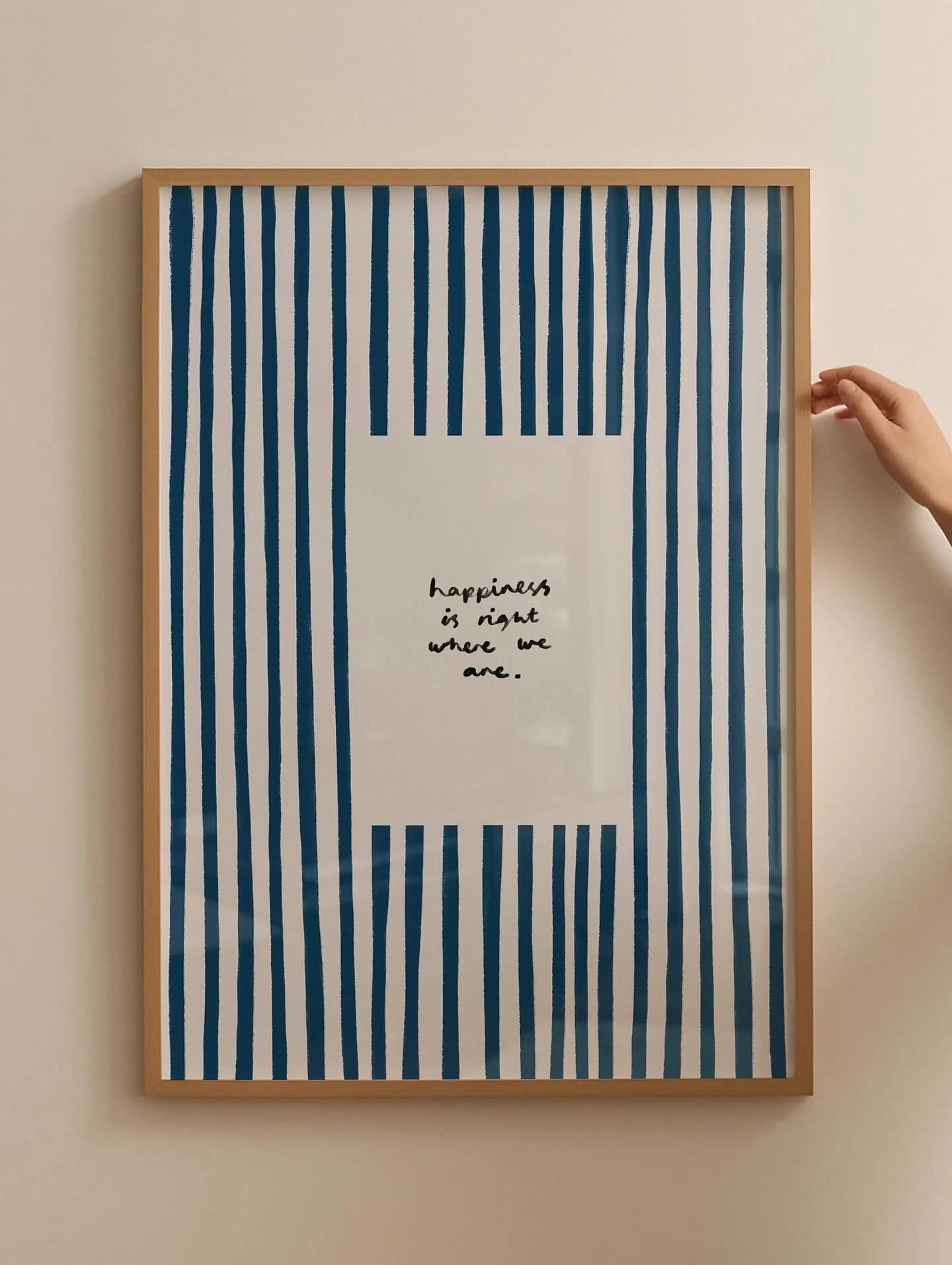 Affiche murale minimaliste avec citation – Impression sur toile abstraite moderne à rayures avec texte inspirant, style nordique pour salon et chambre à coucher