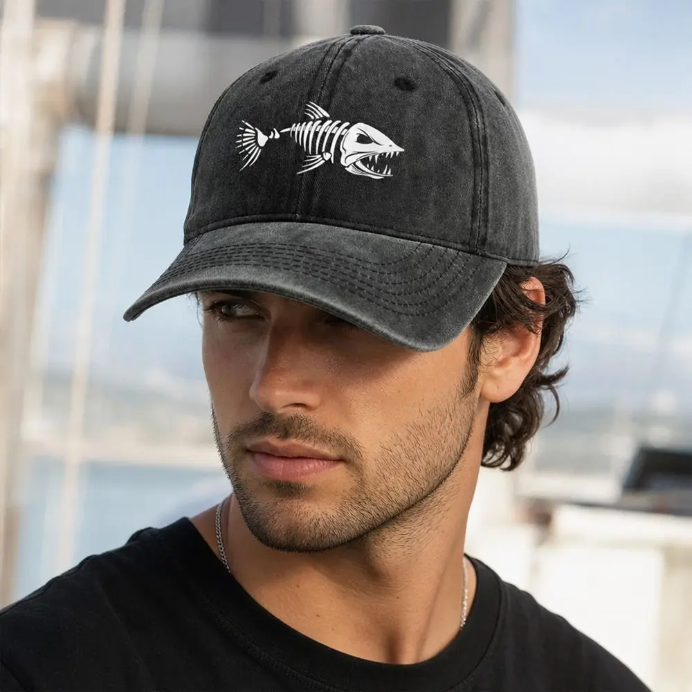 New Vintage Washed Fishbone Baseball Cap Breathable Distressed Peaked Cap Adjustable Sun Hat Outdoor Fishing