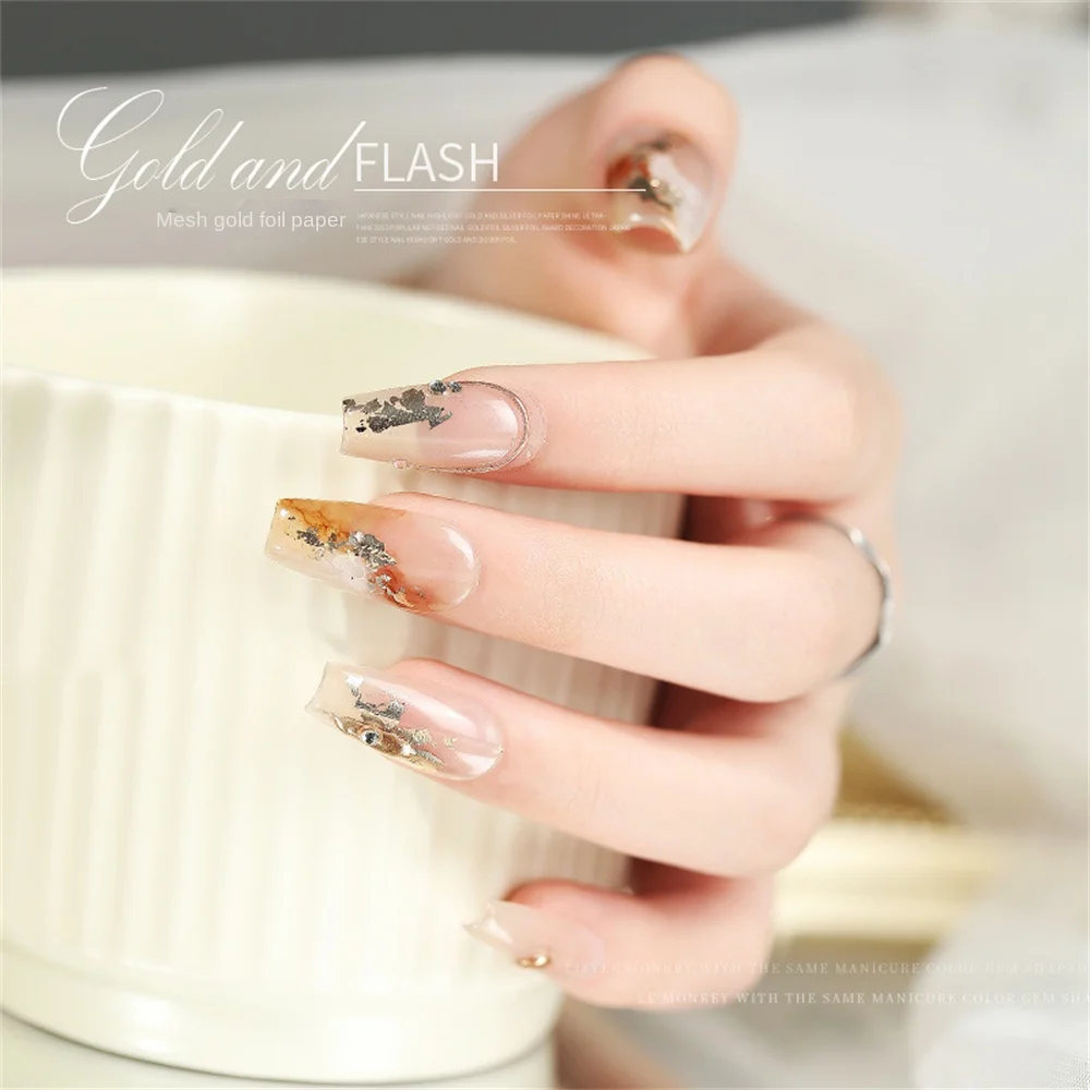 1~8PCS Nail Design Manicure 9 Color Nail Supplies Gold Silver Foil Paper Glitter Foil Flakes Nails Nail Accessories