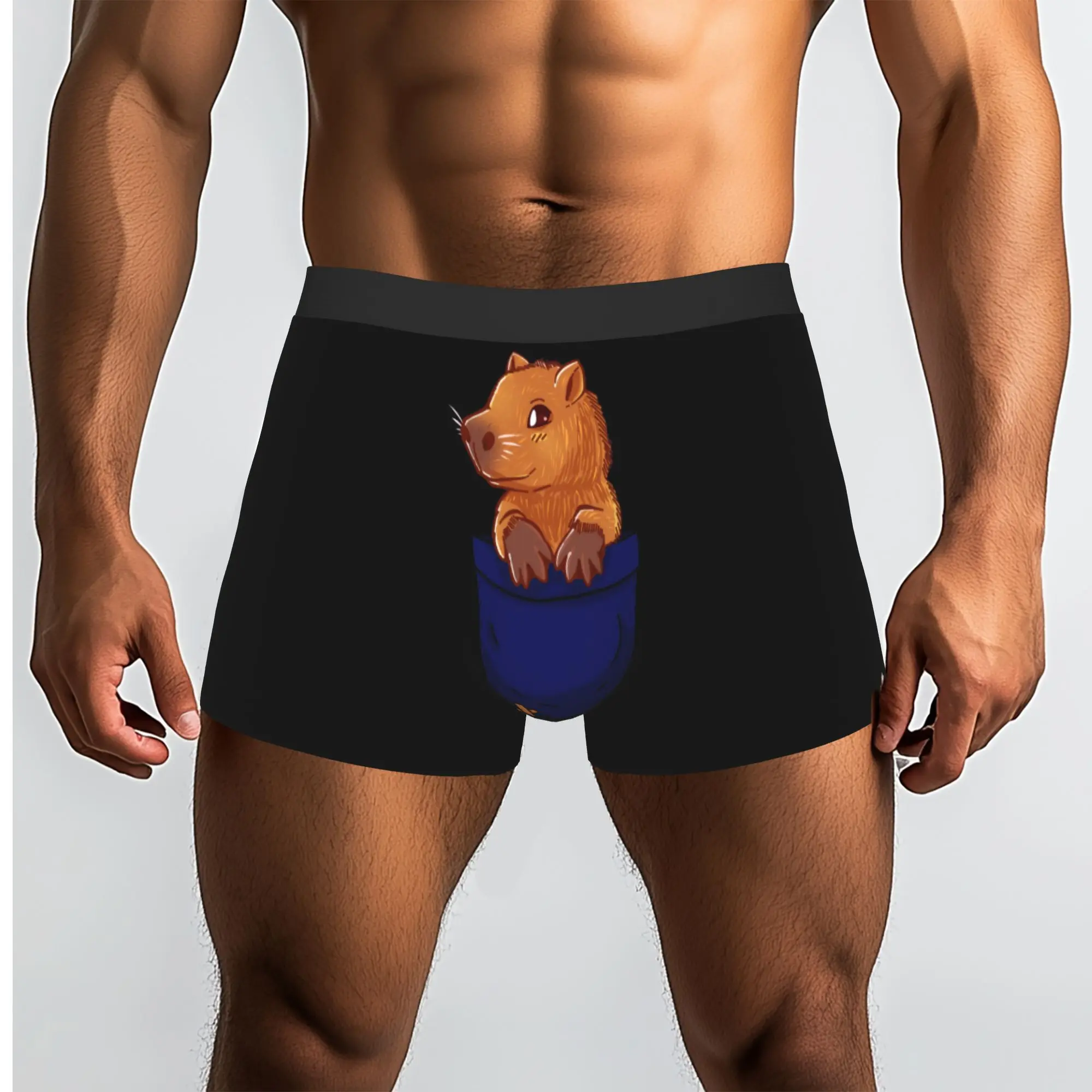 Custom Pocket Cute Capybara Underwear Men Stretch  Boxer Briefs Shorts Panties Soft Underpants For Homme