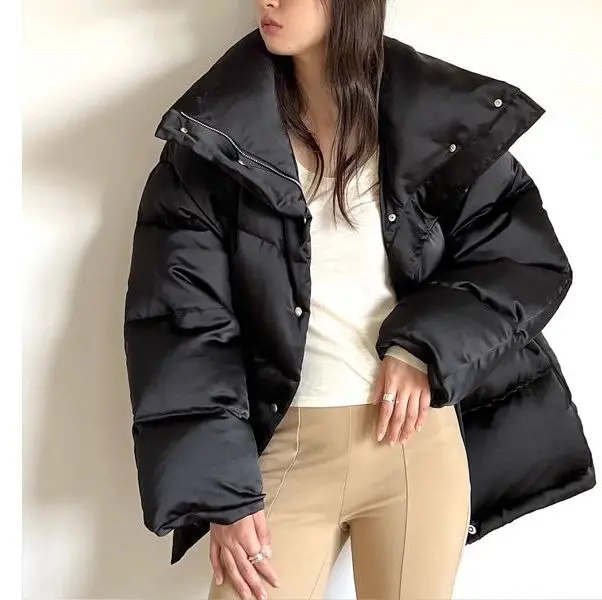 

2025 Winter White Duck Feathers Fine Pearl-Effect Fabric Collar Lightweight Down Jacket
