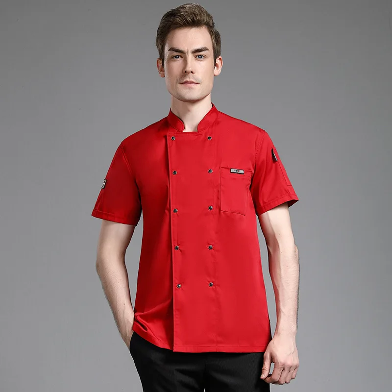 Chef-Kok Overalls Zomer Met Korte Mouwen Heren Mesh-Ademende Keukenkleding Hotel Western Restaurant Keuken Dun Wit Chef-Uniform