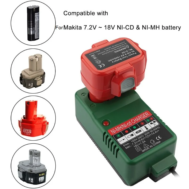 NI-CD&NI-MH Battery Charger For Makita PA12 DC1804 DC1822 DC1414 Cordless Tool With LED Indicator 7.2V-18V Adapter Replacement