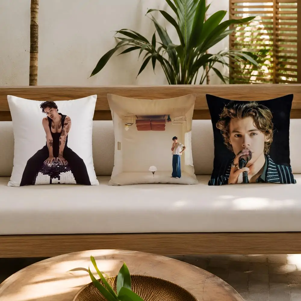 singer H-harry styles Cushion Cover Double-Sided Plush Sofa Cushion Covers Organic Breathable Invisible Zipper