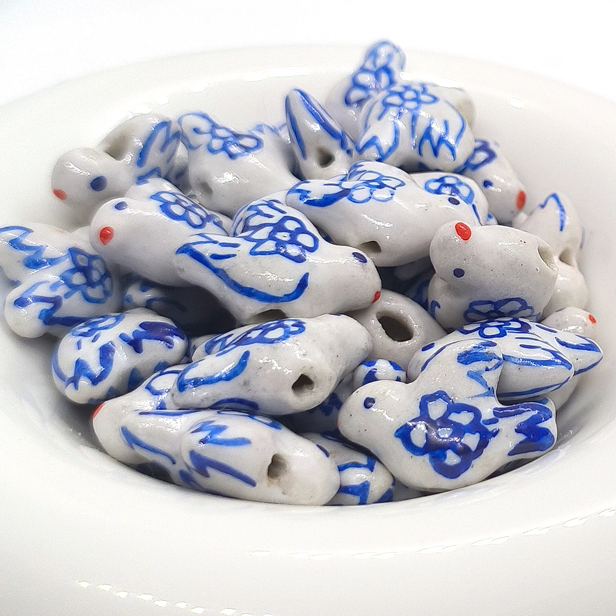 4pcs/8pcs 19mm Handmade Vintage Porcelain Pigeon ceramic Beads DIY Bracelet Earrings Keychain Porcelain Beads Gift Accessories