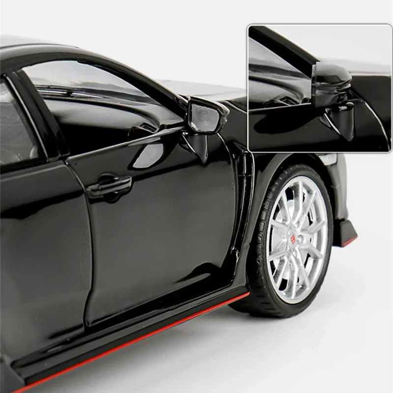 1:24 HONDA CIVIC TYPE R Alloy Sports Car Model Diecast & Toy Vehicle Metal Racing Car Model Sound and Light Collection Kids Gift