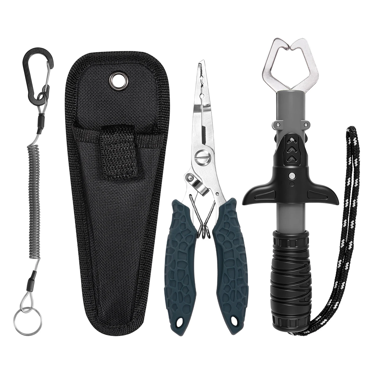 RALERA Fishing Gear Set Stainless Steel Fishing Pliers Fish Lip Gripper Anti Lost Safety Lanyard Nylon Storage Pouch Lure Fishin