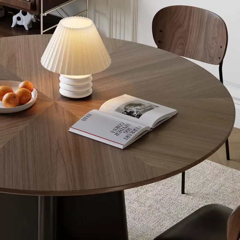 

Элитный дизайнерский круглый обеденный стол из дерева с поворотным механизмом для дома и современных квартир