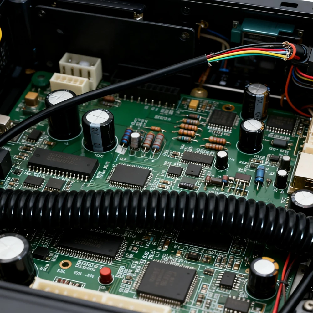 

24 AWG Spring Spiral Wire 7-core Pure Copper Core Black Cable 0.2 square Copper Core PU Retractable Power Cord