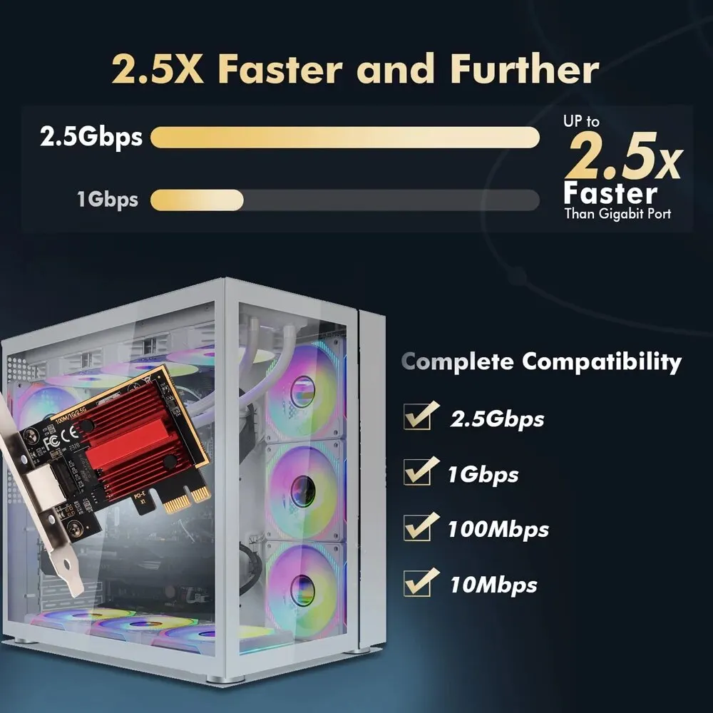 Ic-eからrj45ネットワークアダプター、2.5gネットワークアダプター、rtl8125b、100/1000/2500Mbps、pc用のギガビットイーサネットランコントローラー、win10/11