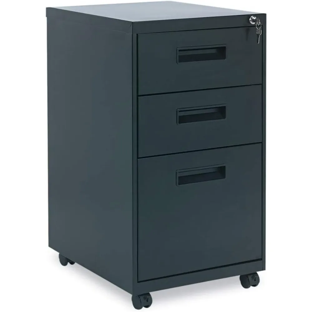 

PABBFBL Three-Drawer Metal Pedestal File, 14 7/8w x 19-1/8d x 27-3/4h, Black