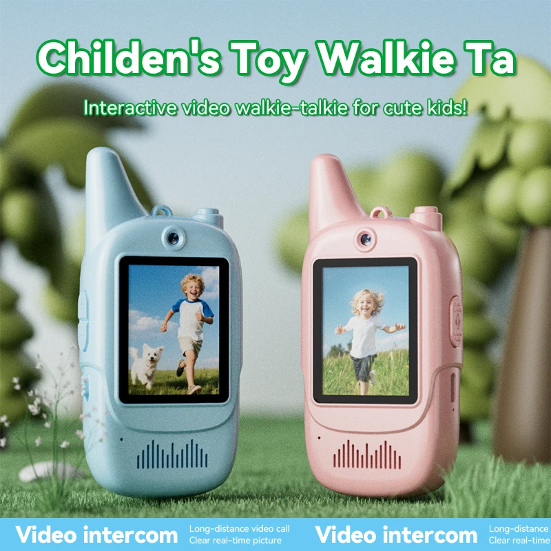 

Christmas 2pcs Video Walkie Talkie Video Intercom HD Rechargeable Voice Fonts One-Click Call Cartoon Voice Changer Gift for Kids