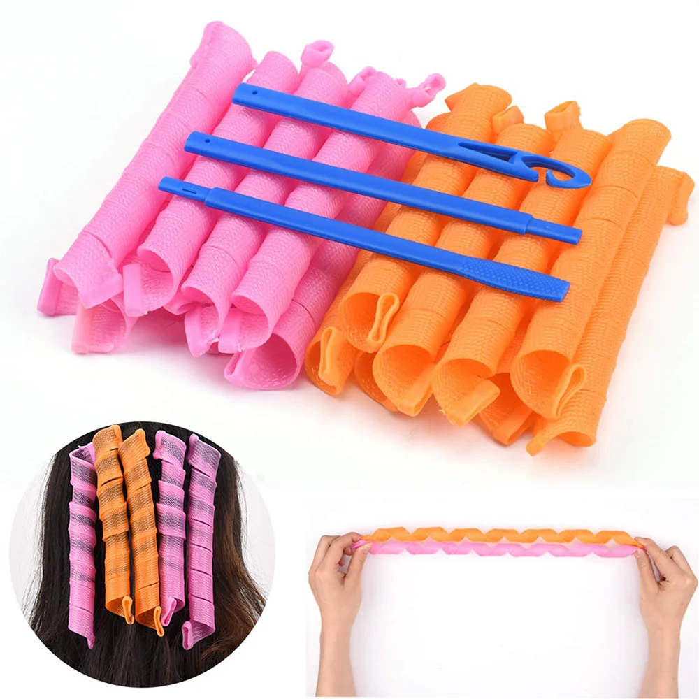 18pcs Heatless Hair Curler No Heat Hair Rollers Sleeping Soft Spiral Curls Lazy Perm Curling Rod Wave Formers Hair Styling Tools