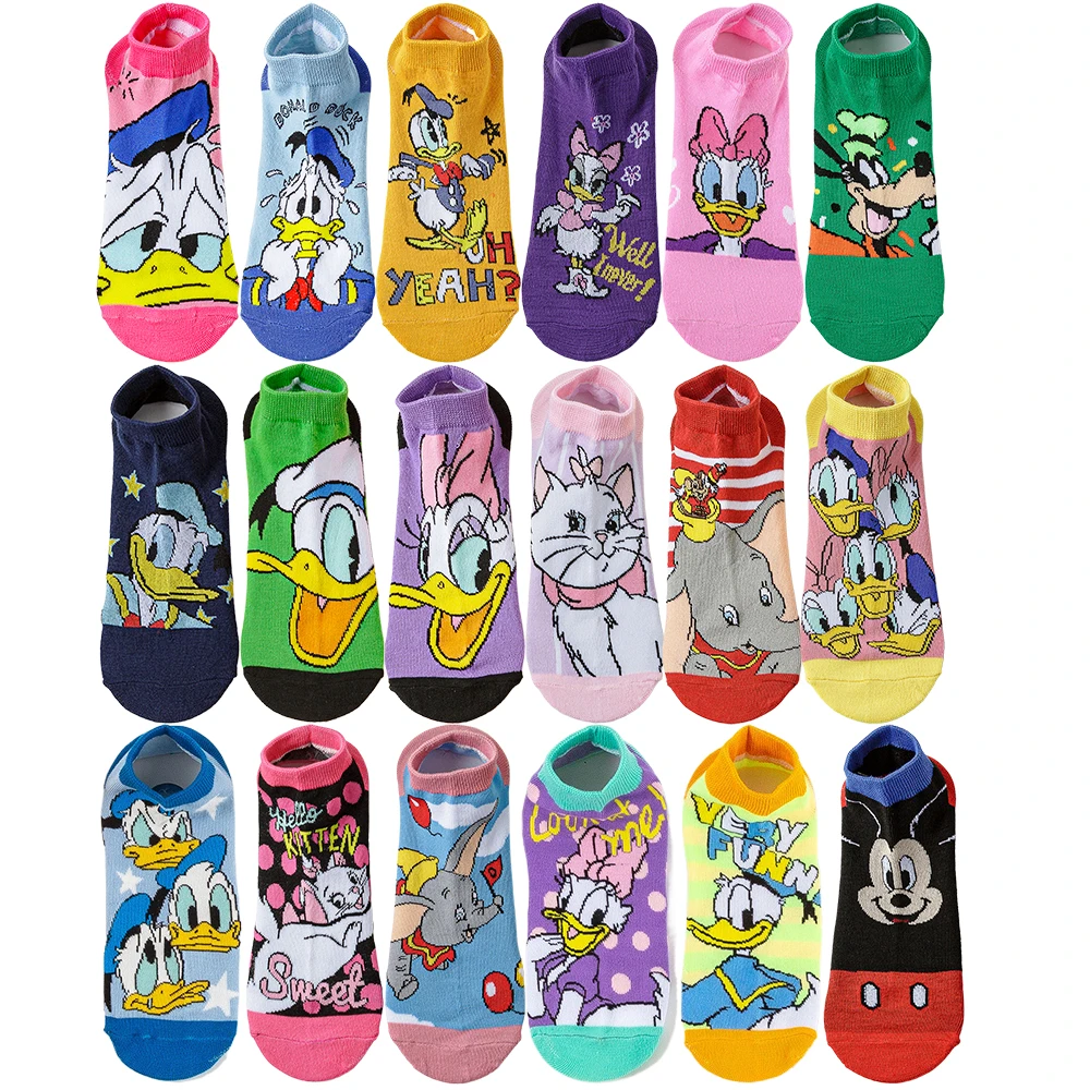 Men Women MINISO Disney Cartoon Anime Gamers Socks Short Boat Socks Christmas Halloween Novelty Funny Happy Crazy Calcetines